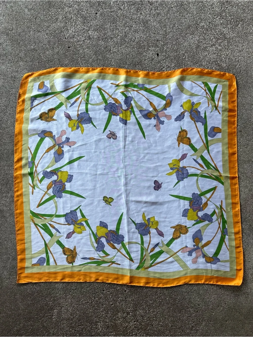 Floral Butterfly Silk-Feel Accent Scarf